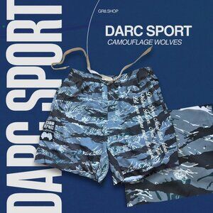Darc Sport Wolves Camouflage Athletic Shorts Blue Size M